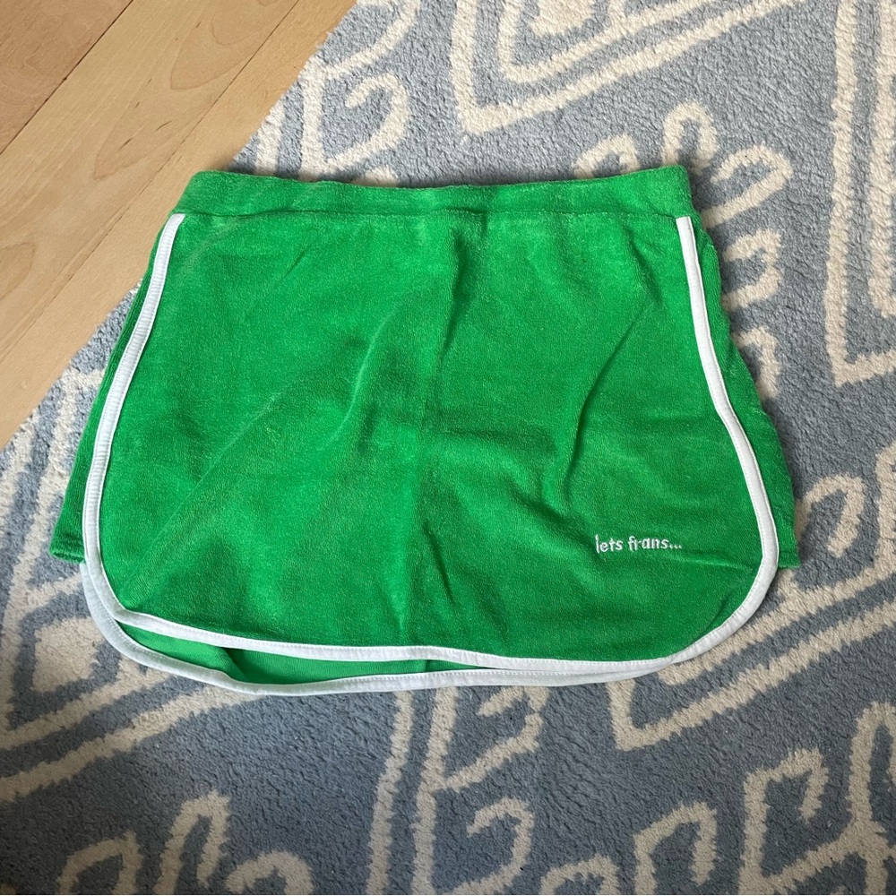 Green Athletic Skirt with White Trim